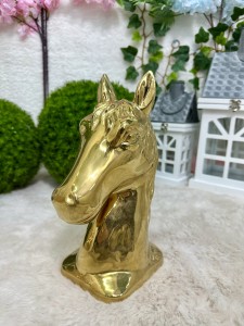 Głowa konia ceramiczna złota 27 