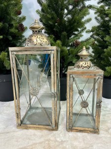 Zestaw metalowych złotych lampionów 2szt 