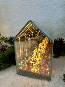Świeca szklana LED domek 20