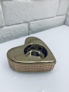 Świecznik serduszko mozaika-złoty 9